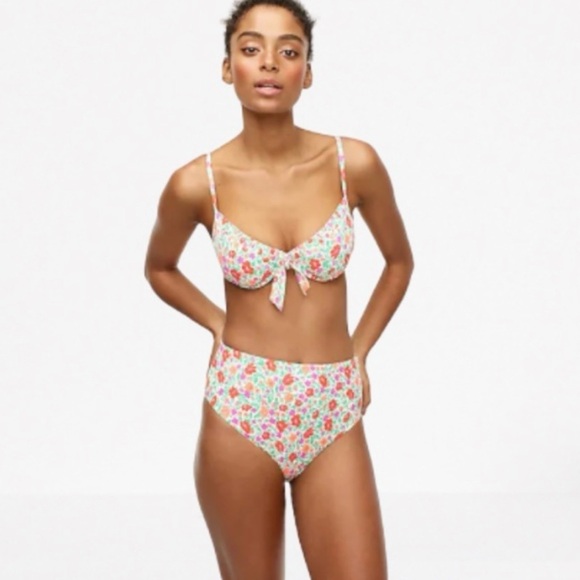 J. Crew Other - J.Crew Storybook Floral Bikini Set 34B Underwire Top High Waist Bottom Small NWT
